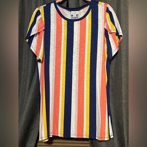 LuLaRoe Olive Multicolor Striped Women's Top New